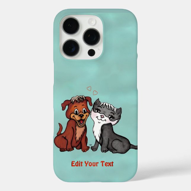 Coques Case-Mate iPhone Kitty et Puppy, Modifier votre texte (Verso)