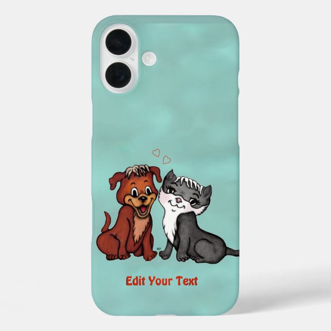 Coques Case-Mate iPhone Kitty et Puppy, Modifier votre texte (Verso)