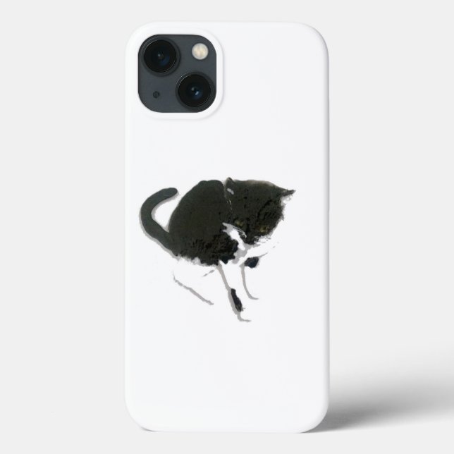Coques Case-Mate iPhone Kitty Peinture Chat noir et blanc (Verso)