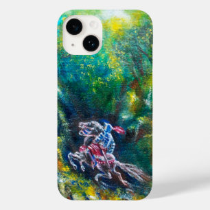 COQUE POUR iPhone 14 KNIGHT LANCELOT, CHEVAL EN FORÊT VERTE