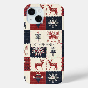 Coque Case-Mate iPhone Knit nordique de Noël   Reindeer & Snowflakes