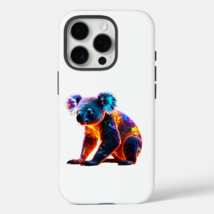 Coque iPhone 16 Pro Koala Néon Lumineux – Art Fantastique et Vivant de