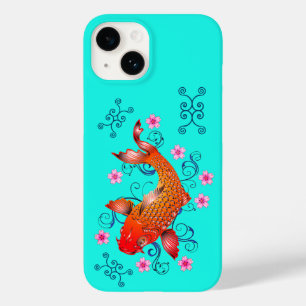 Coque Case-Mate iPhone Koi poisson oriental orange turquoise floral éléga