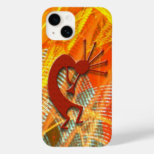 Coque Pour iPhone 14 Kokopelli dans une Abstraite orange