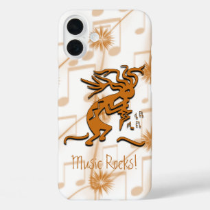 Coque Pour iPhone 16 Plus Kokopelli Merrymaker Musicien Avec Notes Musicales