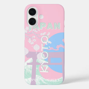 Coque Pour iPhone 16 Kyoto Japan Travel Art, Pink Preppy Art