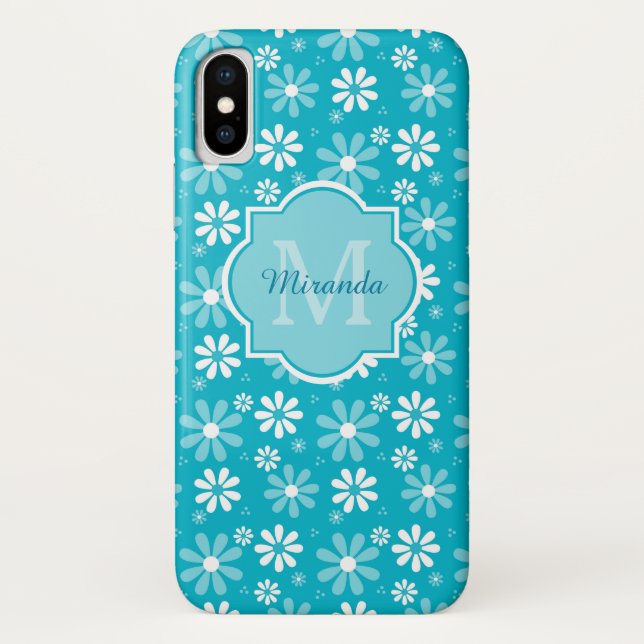 Coques Case-Mate iPhone La belle marguerite de turquoise fleurit le (Dos)