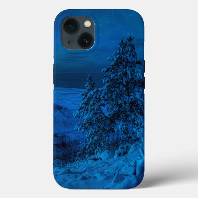 Coques Case-Mate iPhone La côte maritime d'hiver au clair de lune (Verso)