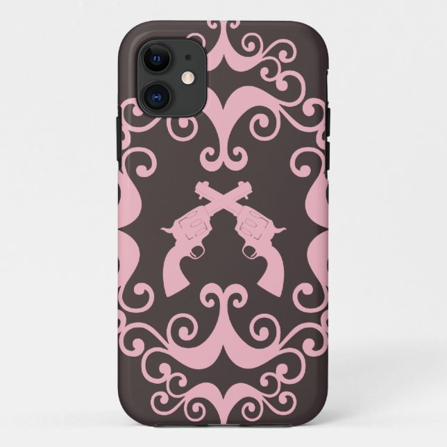 Coques Case-Mate iPhone La damassé lance le motif rose occidental grunge (Dos)