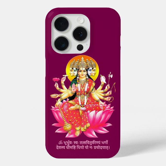 Coques Case-Mate iPhone La déesse Gayatri Devi sur Lotus Hindu Deity (Verso)