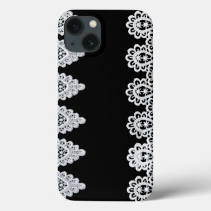 iPhone 13 Coque La dentelle blanche forme une frontière sensible