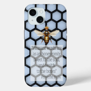 Coque Case-Mate iPhone La Foi Chic Abeille Reine Alvéole Noir Bleu