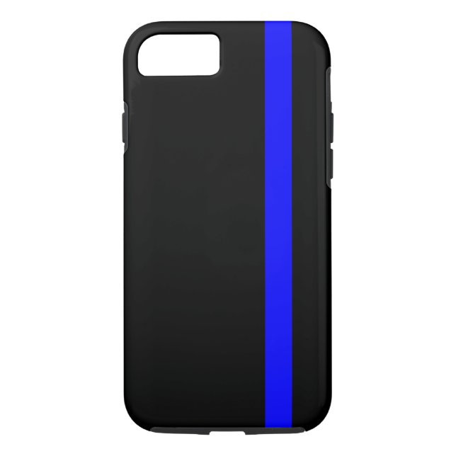 Coques Case-Mate iPhone La Ligne Bleue Mince Symbolique sur le Noir (Dos)