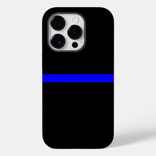 Coques Case-Mate iPhone La Ligne Bleue Mince Symbolique sur Noir Solide (Verso)