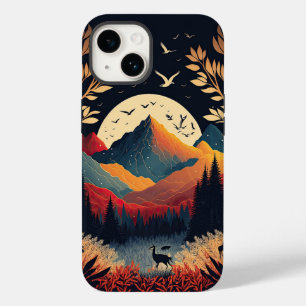 Coque Case-Mate iPhone La Lune se lève derrière des montagnes et des prés