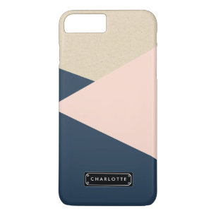Coque iPhone 7 Plus La marine géométrique et rougissent rose