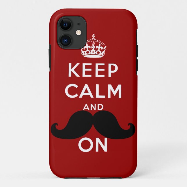Coques Case-Mate iPhone La moustache noire drôle gardent le calme (Dos)
