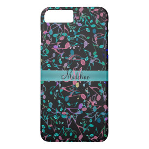 Coque iPhone 8 Plus/7 Plus La musique rose turquoise note la caisse