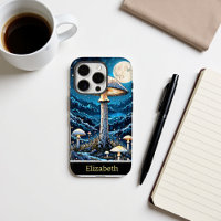 La nuit de la forêt illuminée de champignons mysti