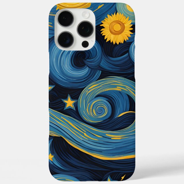 Coques Case-Mate iPhone La nuit étoilée rencontre le Motif des tournesols (Verso)