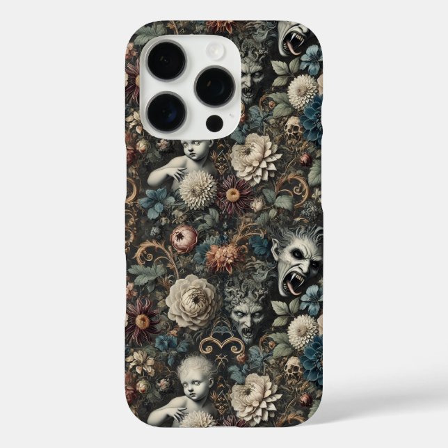 Coques Case-Mate iPhone La pépinière tombée - Design floral gothique (Verso)
