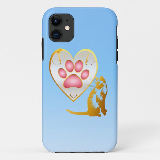 Coques Case-Mate iPhone La propre signature de mon chat sur mon coeur - (Dos)