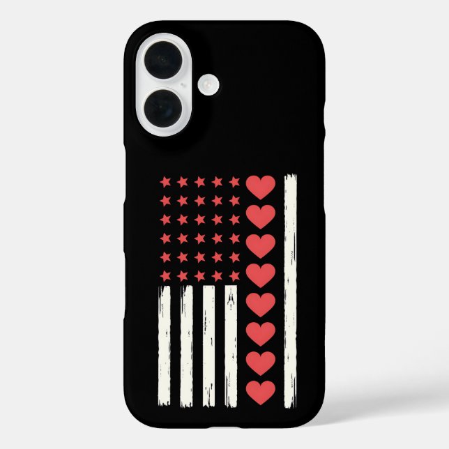 Coques Case-Mate iPhone La Saint-Valentin Drapeaux américains Cœurs USA Vi (Verso)