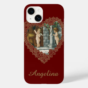 Coque Pour iPhone 14 La Saint-Valentin victorienne, anges vintage avec 