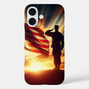 Coque Pour iPhone 16 La silhouette d'un soldat américain qui sauve
