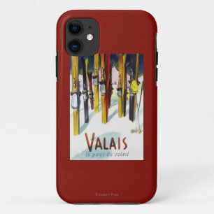 Coques Pour iPhone La terre du soleil - skis se tenant dans la neige
