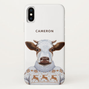 Case-Mate iPhone Case La vache à chandail de Noël ajoutent votre nom
