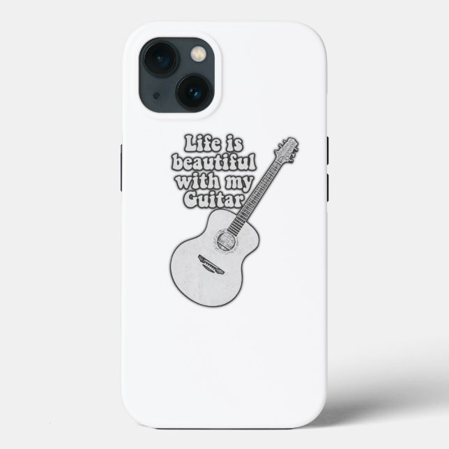 Coques Case-Mate iPhone La vie est belle avec ma guitare. noir et blanc (Verso)
