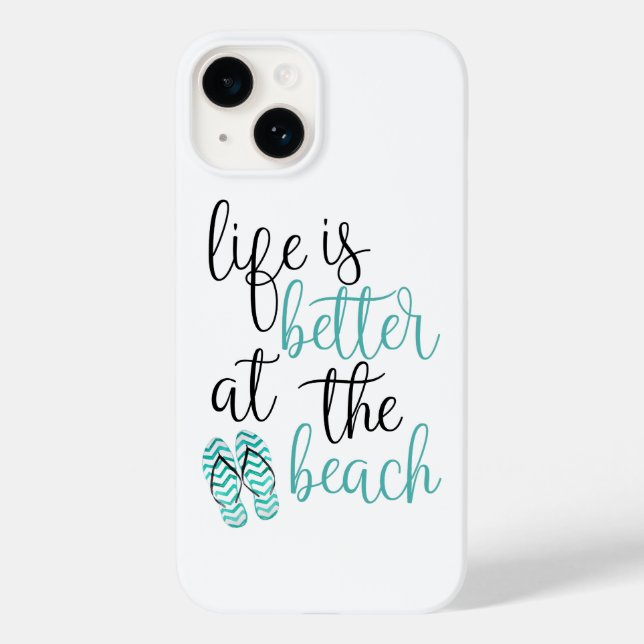 Coques Case-Mate iPhone La Vie Est Meilleure À La Citation Plage Avec Tong (Verso)