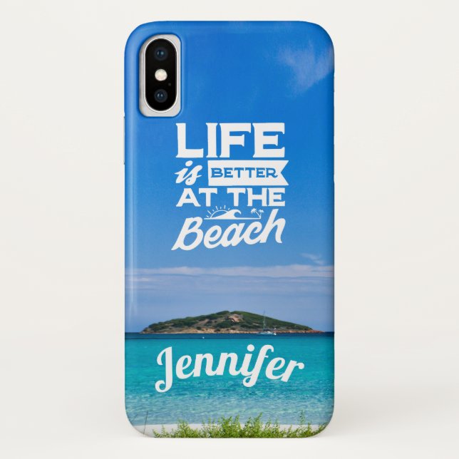 Coques Case-Mate iPhone La vie est meilleure à la plage paradis d'été île (Dos)