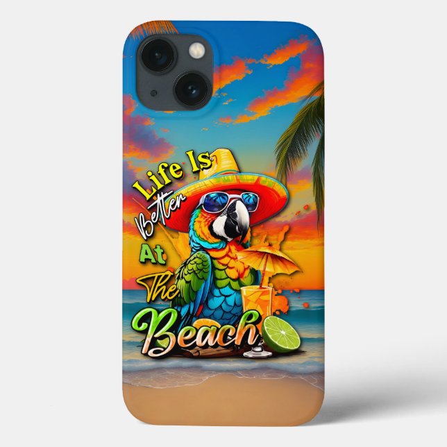 Coques Case-Mate iPhone La Vie Est Meilleure Au Parrot Tropical De Plage (Verso)