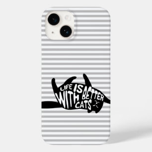Coques Pour iPhone La vie est meilleure avec les chats   Typographie