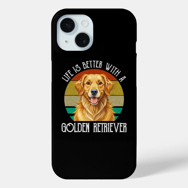 Coques Case-Mate iPhone La vie est meilleure avec un golden retriever (Verso)