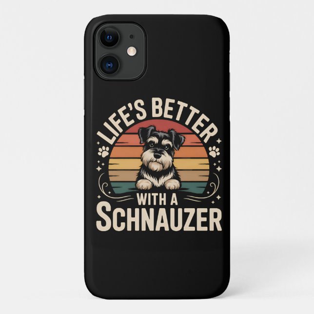 Coques Case-Mate iPhone La vie est meilleure avec un Schnauzer (Dos)