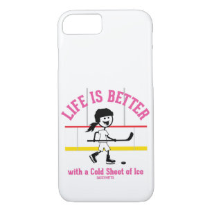 Case-Mate iPhone Case La vie est un meilleur rose de joueur de hockey de