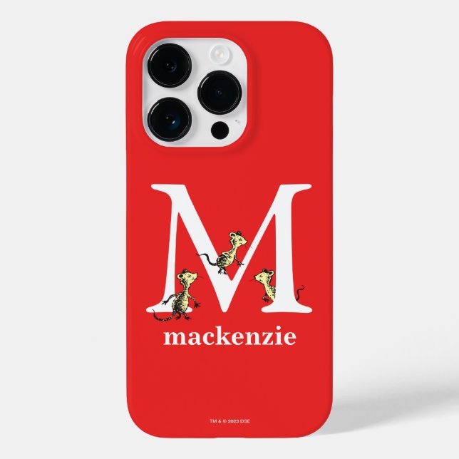 Coques Case-Mate iPhone L'ABC de Dr Seuss : Lettre M - Blanc | Ajoutez vot (Verso)