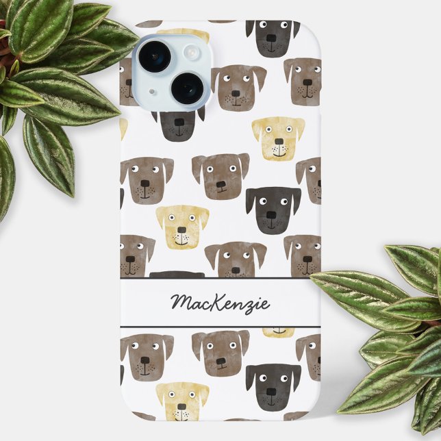 Coques Case-Mate iPhone Labrador Retriever Chien Personnalisé (Fun watercolor Labrador Retriever dog pattern personalized name cell phone case)