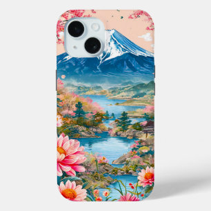 Coque Case-Mate iPhone Lac de montagne avec fleurs en fleurs