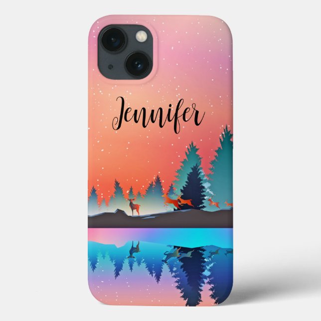 Coques Case-Mate iPhone Lac d'hiver pittoresque avec Cerf (Verso)