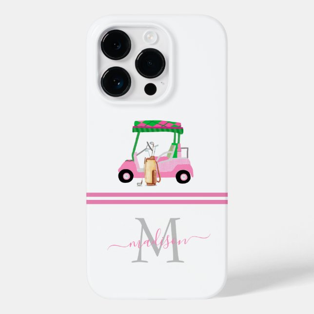 Coques Case-Mate iPhone Lady Golfer Nom personnalisé du monogramme (Verso)