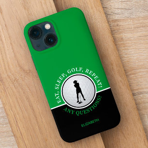 Case-Mate iPhone Case Lady Golfer Silhouette Golf Ball Black Green Sport