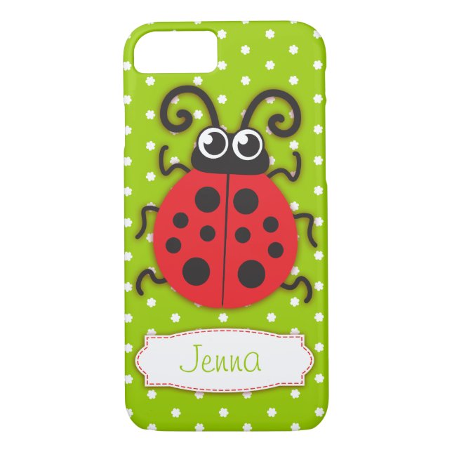 Coques Case-Mate iPhone Ladybug filles nom vert rouge (Dos)