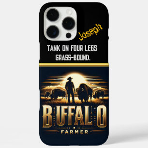 Coque iPhone 16 Pro Max L'agriculteur de Buffalo tend vers le bison au cou