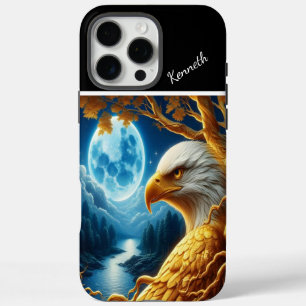 Coque iPhone 16 Pro Max L'aigle bleu de la Lune Silhouette