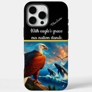Coque iPhone 16 Pro Max L'aigle regarde les baleines briller au coucher du