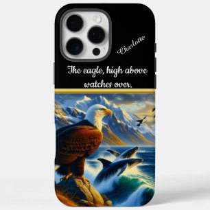 Coque iPhone 16 Pro Max L'aigle regarde les baleines sauter au coucher du 